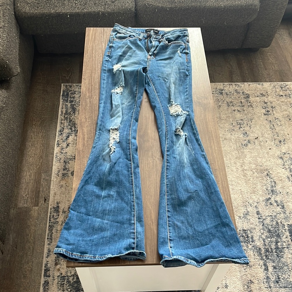 flare ripped jeans